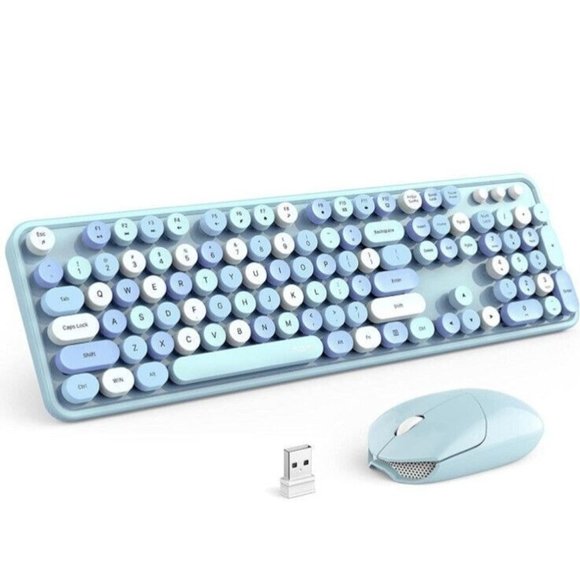 MOFII Other - Mofii Colorful Blue Wireless Keyboard and Mouse Retro Keys set for PC/Laptop/Mac